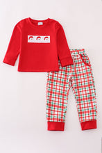 Load image into Gallery viewer, Red santa claus embroidery plaid pants set
