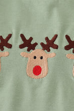 Load image into Gallery viewer, Green reindeer embroidery pants set
