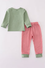 Load image into Gallery viewer, Green reindeer embroidery pants set

