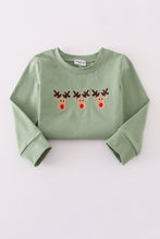 Load image into Gallery viewer, Green reindeer embroidery pants set

