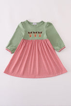 Load image into Gallery viewer, Green reindeer embroidery dress

