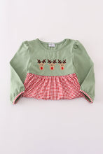 Load image into Gallery viewer, Green reindeer embroidery dress
