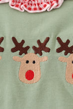 Load image into Gallery viewer, Green reindeer embroidery dress
