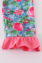 Load image into Gallery viewer, Blue christmas tree smocked ruffle pants set
