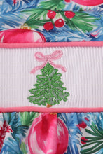 Load image into Gallery viewer, Blue christmas tree smocked ruffle pants set
