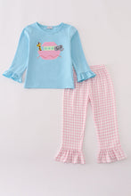 Load image into Gallery viewer, Blue Noah&#39;s Ark applique ruffle pants set
