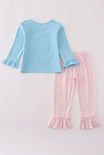 Load image into Gallery viewer, Blue Noah&#39;s Ark applique ruffle pants set
