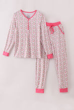 Load image into Gallery viewer, Pink santa claus mom pajamas pants set
