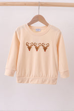 Load image into Gallery viewer, Cream reindeer embroidery top
