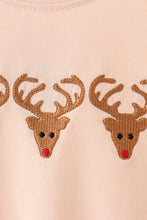 Load image into Gallery viewer, Cream reindeer embroidery top
