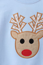Load image into Gallery viewer, Blue reindeer applique top
