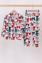 Load image into Gallery viewer, Red bow bamboo girl pajamas pants set
