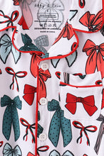 Load image into Gallery viewer, Red bow bamboo girl pajamas pants set
