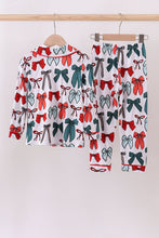 Load image into Gallery viewer, Red bow bamboo girl pajamas pants set
