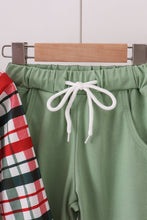 Load image into Gallery viewer, Green christmas reindeer applique pants set
