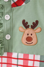 Load image into Gallery viewer, Green christmas reindeer applique pants set
