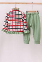 Load image into Gallery viewer, Green christmas reindeer applique pants set
