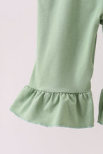 Load image into Gallery viewer, Green christmas reindeer applique ruffle jumpsuit set
