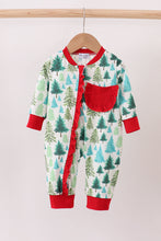 Load image into Gallery viewer, Green christmas tree print ruffle romper
