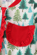 Load image into Gallery viewer, Green christmas tree print ruffle romper
