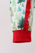 Load image into Gallery viewer, Green christmas tree print ruffle romper
