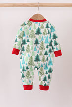 Load image into Gallery viewer, Green christmas tree print ruffle romper
