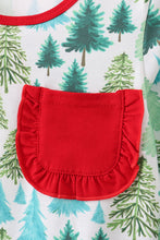 Load image into Gallery viewer, Green christmas tree print ruffle pajamas set
