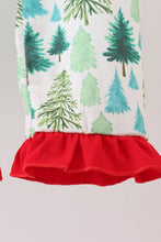 Load image into Gallery viewer, Green christmas tree print ruffle pajamas set
