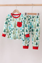 Load image into Gallery viewer, Green christmas tree print pajamas set
