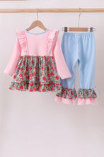 Load image into Gallery viewer, Pink christmas tree applique ruffle dress set
