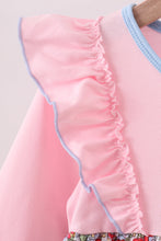 Load image into Gallery viewer, Pink christmas tree applique ruffle dress
