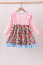 Load image into Gallery viewer, Pink christmas tree applique ruffle dress
