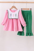 Load image into Gallery viewer, Pink nutcracker embroidery velvet ruffle pants set
