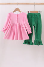 Load image into Gallery viewer, Pink nutcracker embroidery velvet ruffle pants set
