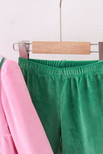 Load image into Gallery viewer, Pink nutcracker embroidery velvet ruffle pants set
