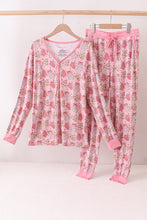 Load image into Gallery viewer, Pink christmas tree bamboo mom pajamas pants set

