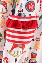 Load image into Gallery viewer, Red nutcracker print ruffle buble

