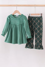Load image into Gallery viewer, Forest velvet ruffle pants set
