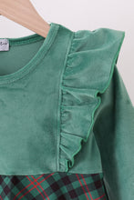 Load image into Gallery viewer, Forest velvet ruffle dress
