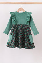 Load image into Gallery viewer, Forest velvet ruffle dress
