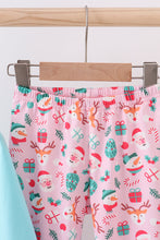 Load image into Gallery viewer, Blue christmas santa claus applique ruffle pants set
