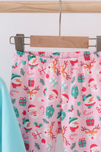 Load image into Gallery viewer, Blue christmas santa claus applique ruffle pants set
