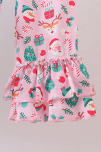Load image into Gallery viewer, Blue christmas santa claus applique ruffle pants set
