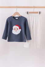 Load image into Gallery viewer, Navy christmas santa claus applique pants set
