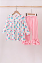 Load image into Gallery viewer, Mint christmas tree ruffle pants set
