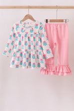 Load image into Gallery viewer, Mint christmas tree ruffle pants set
