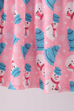 Load image into Gallery viewer, Pink christmas tree snowman dress set

