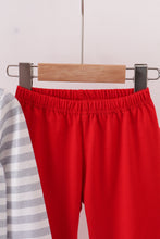 Load image into Gallery viewer, Red stripe excavator applique pants set

