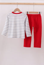 Load image into Gallery viewer, Red stripe excavator applique pants set
