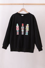 Load image into Gallery viewer, Black nutcracker embroidery mom &amp;me top
